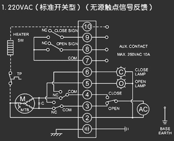 220VAC標(biāo)準(zhǔn)開關(guān)型<a href='http://www.yphttm.com/Product/diefa/diandongdiefa/' target='_blank'>電動<a href='http://www.yphttm.com/Product/diefa/' target='_blank'>蝶閥</a></a>接線圖