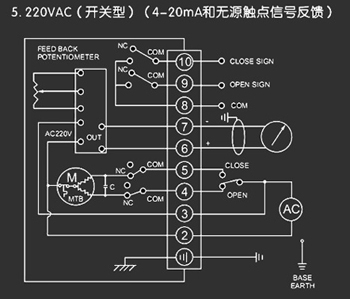 220VAC開關(guān)型<a href='http://www.yphttm.com/Product/diefa/diandongdiefa/' target='_blank'>電動<a href='http://www.yphttm.com/Product/diefa/' target='_blank'>蝶閥</a></a>接線圖