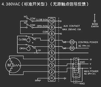 380VAC標(biāo)準(zhǔn)開關(guān)型<a href='http://www.yphttm.com/Product/diefa/diandongdiefa/' target='_blank'>電動<a href='http://www.yphttm.com/Product/diefa/' target='_blank'>蝶閥</a></a>接線圖