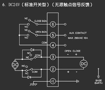 ＤＣ24Ｖ標(biāo)準(zhǔn)開關(guān)型<a href='http://www.yphttm.com/Product/diefa/diandongdiefa/' target='_blank'>電動<a href='http://www.yphttm.com/Product/diefa/' target='_blank'>蝶閥</a></a>接線圖